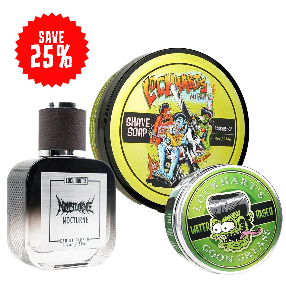 Nocturne Trio Bundle - Nocturne EDP, Barbershop Shave Soap, Water Based Goon Grease (Copy) - Lockhart's Authentic Grooming Company, LLC